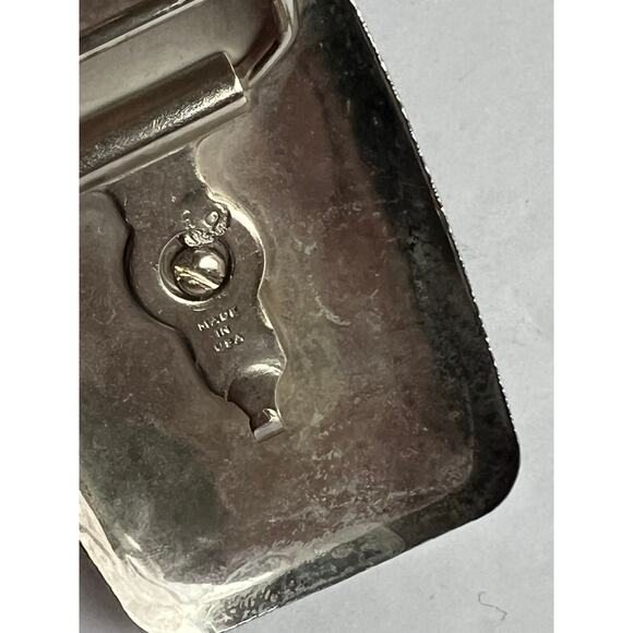 SQUARE dancing LINE dance silhouette BELT BUCKLE vintage silver tone RHINESTONES - Picture 6 of 6